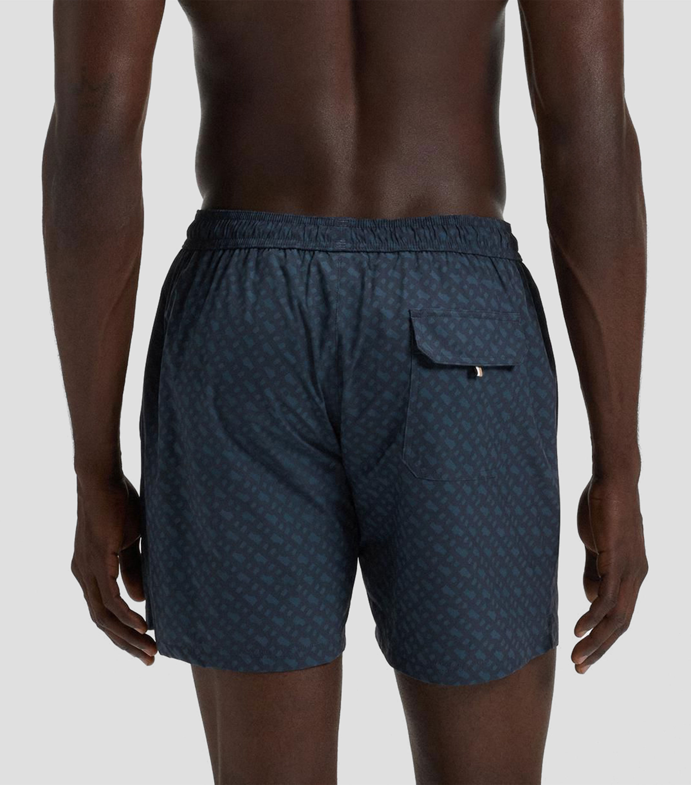 Traje de baño con insignia de logo y estampado de monogramas en degradado Hombre